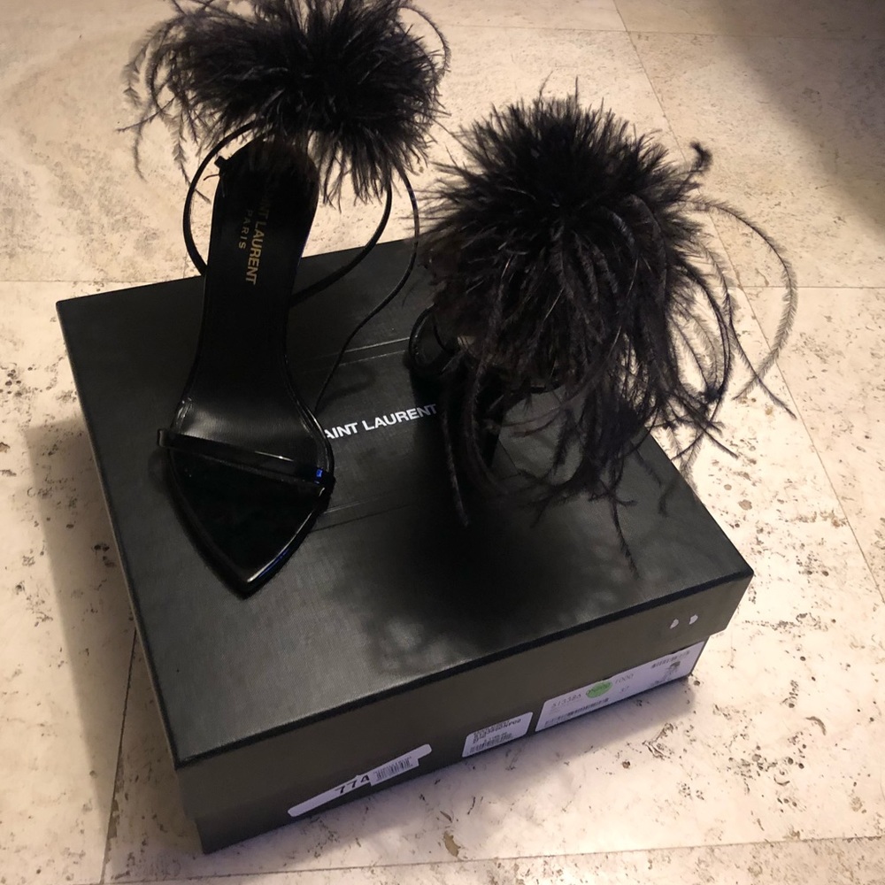 Saint Laurent iris Patent Sandal with Feathers - Picture 5 of 8